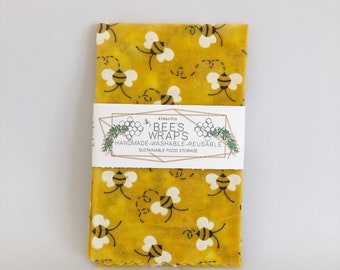 Bee Print Bees Wax Food Wraps. Food Wraps. Bees. Eco Friendly . All Natural . Organic