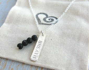 Lava Bead Oil Necklace, Essential Oil Necklace, Lava Bead Necklace, Custom Oil diffuser Necklace, Word Lava Oil Necklace