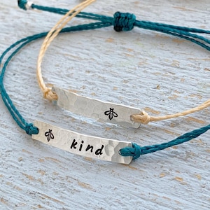 Bee Bracelet, Bumble Bee Bracelet, Honey Bee Bracelet, Bee Kind Bracelet, Bee Gift, Motivational Gift, Word Bracelet, Tiny Bee Bracelet