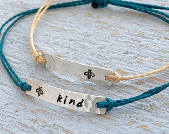 Bee Bracelet, Bumble Bee Bracelet, Honey Bee Bracelet, Bee Kind Bracelet, Bee Gift, Motivational Gift, Word Bracelet, Tiny Bee Bracelet