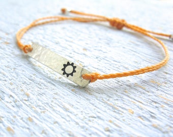 Sun Bracelet, Simple Sun Bracelet, Silver Sun Bracelet, Adjustable Sun Bracelet, Beach Bracelet, Outdoor Bracelet, Sun Charm Bracelet,