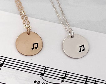 Music Note Necklace, Silver Music Note Necklace, Gold Music Note Necklace, Music Necklace, Simple Music Necklace