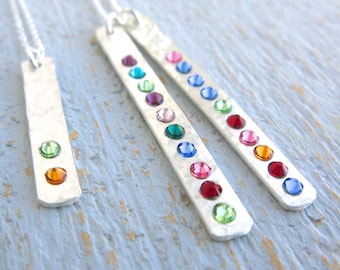 Birthstone Necklace, Birthstone Bar Necklace, Simple Birthstone Necklace, Individual Birthstone Necklace, Custom Birthstone Necklace,