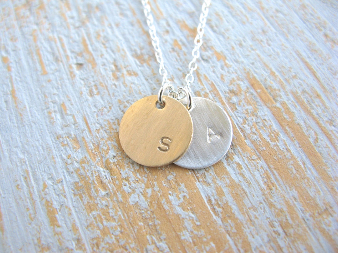 Circle Initial Necklace Initial Necklace Family Initial Etsy