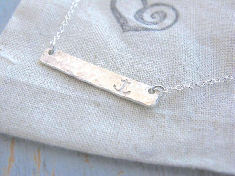 Anchor Necklace, Silver Anchor Necklace, Anchor Bar Necklace, Stamped Anchor Necklace, Silver Anchor, Beach Jewelry image 3
