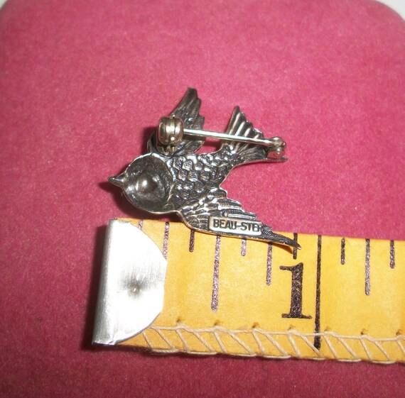 Vintage Beau Sterling Bird Brooch 1950's Cutie - image 3