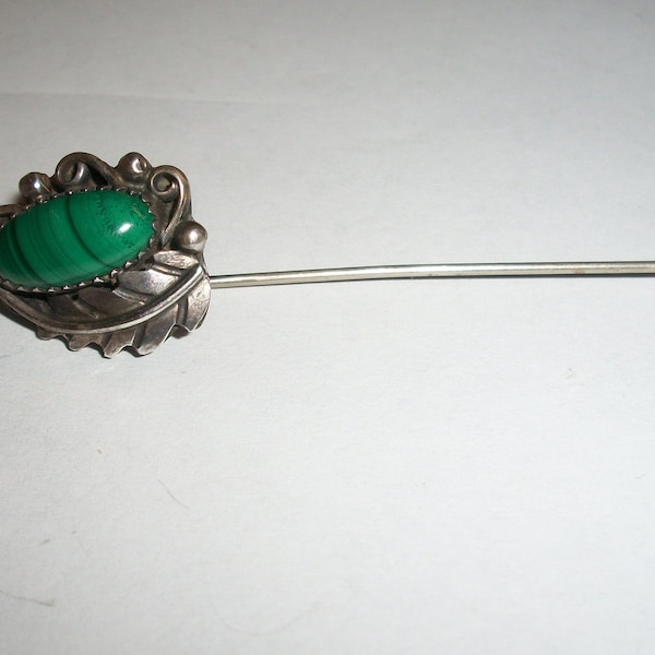 Vintage Sterling Jasper Stick Pin Brooch