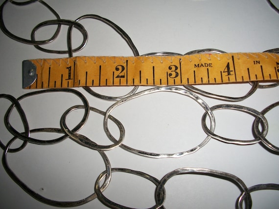 Solid 925 Silver Hammered Bubble Link 38" Necklace - image 4