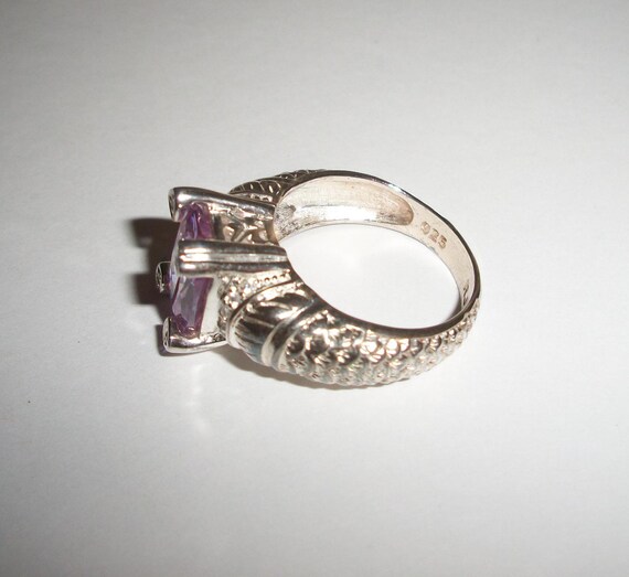 925 Silver Amethyst Harem Style Statement Ring - image 4