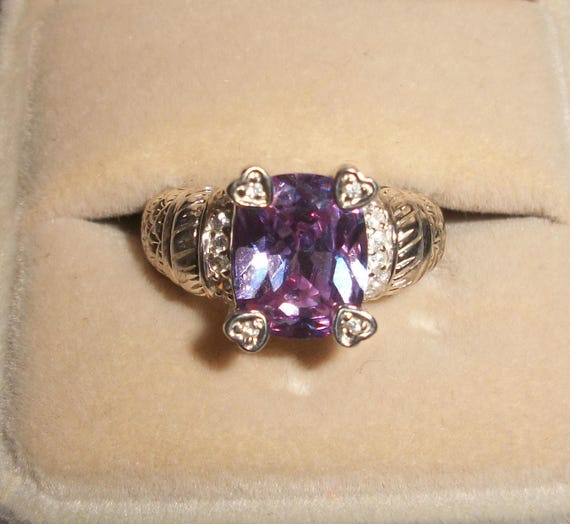 925 Silver Amethyst Harem Style Statement Ring - image 1