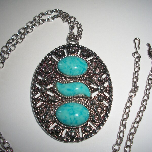 Vintage Faux Turquoise Sarah Cov Indian Maiden Necklace