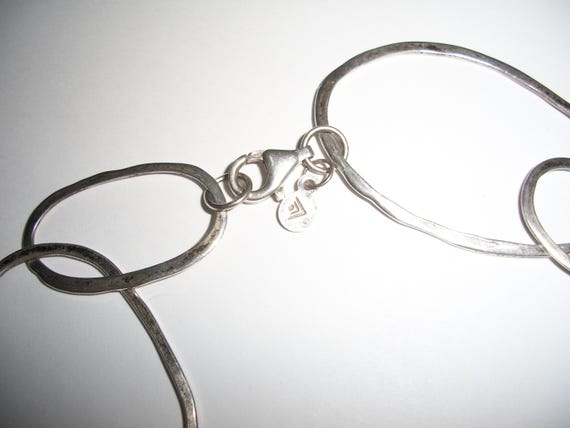 Solid 925 Silver Hammered Bubble Link 38" Necklace - image 3