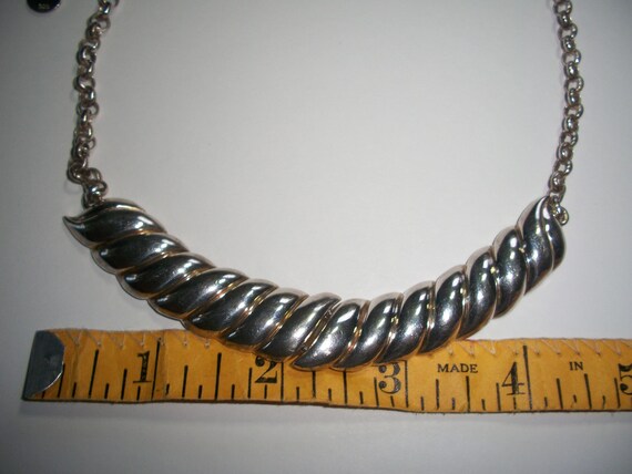 Solid 925 Silver Scalloped Bars Statement Necklace - image 5