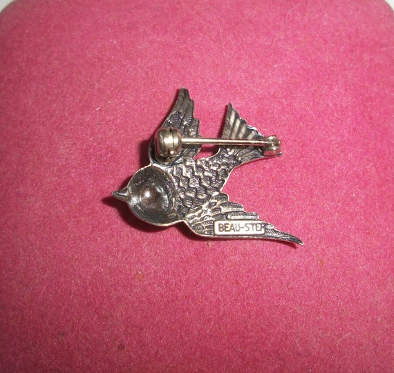 Vintage Beau Sterling Bird Brooch 1950's Cutie - image 2