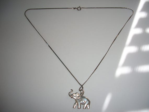 Solid Sterling Silver Elephant Pendant Necklace F… - image 3