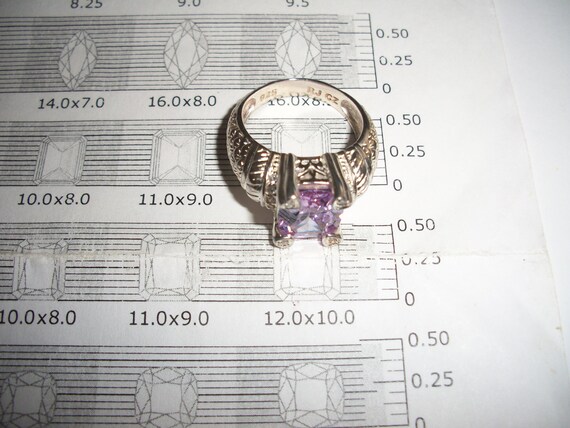 925 Silver Amethyst Harem Style Statement Ring - image 6