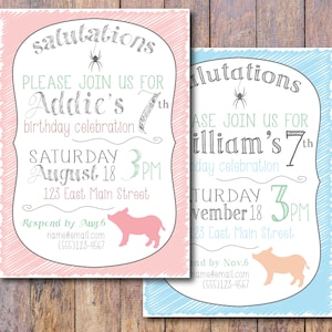 Charlotte's Web Invitation - Print at home! Customized Birthday Party Invitation in PINK, BLUE, or CUSTOM Color