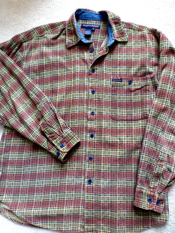 Hipster Grunge Plaid Corduroy Shirt - Size M - Poi