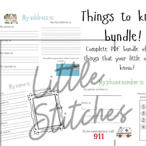 Things Every Child Should Know Printable Bundle | Personal Information Practice PDF | Learn Address, Phone Number, Birthday & Full Name