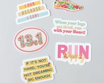 Running Stickers | I Run Because I Can | Gift for Mom Runner | Half Marathon runner stickers | Scrapbook stickers | Running Journal stickers
