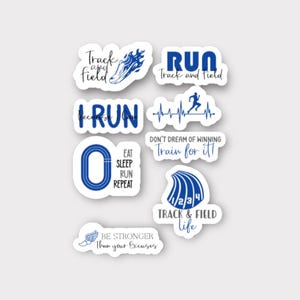 Track and Field Sticker Sets (8 Piece Set) Personalized to your school colors | Team Spirit Gifts | Senior night decor | Waterproof stickers image 1