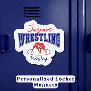 Aangepaste worstelteammagneet | Gepersonaliseerde naam en nummer | Cadeau worstelgeest | Locker- of koelkastmagneet voor worstelaars | Worstelcadeau