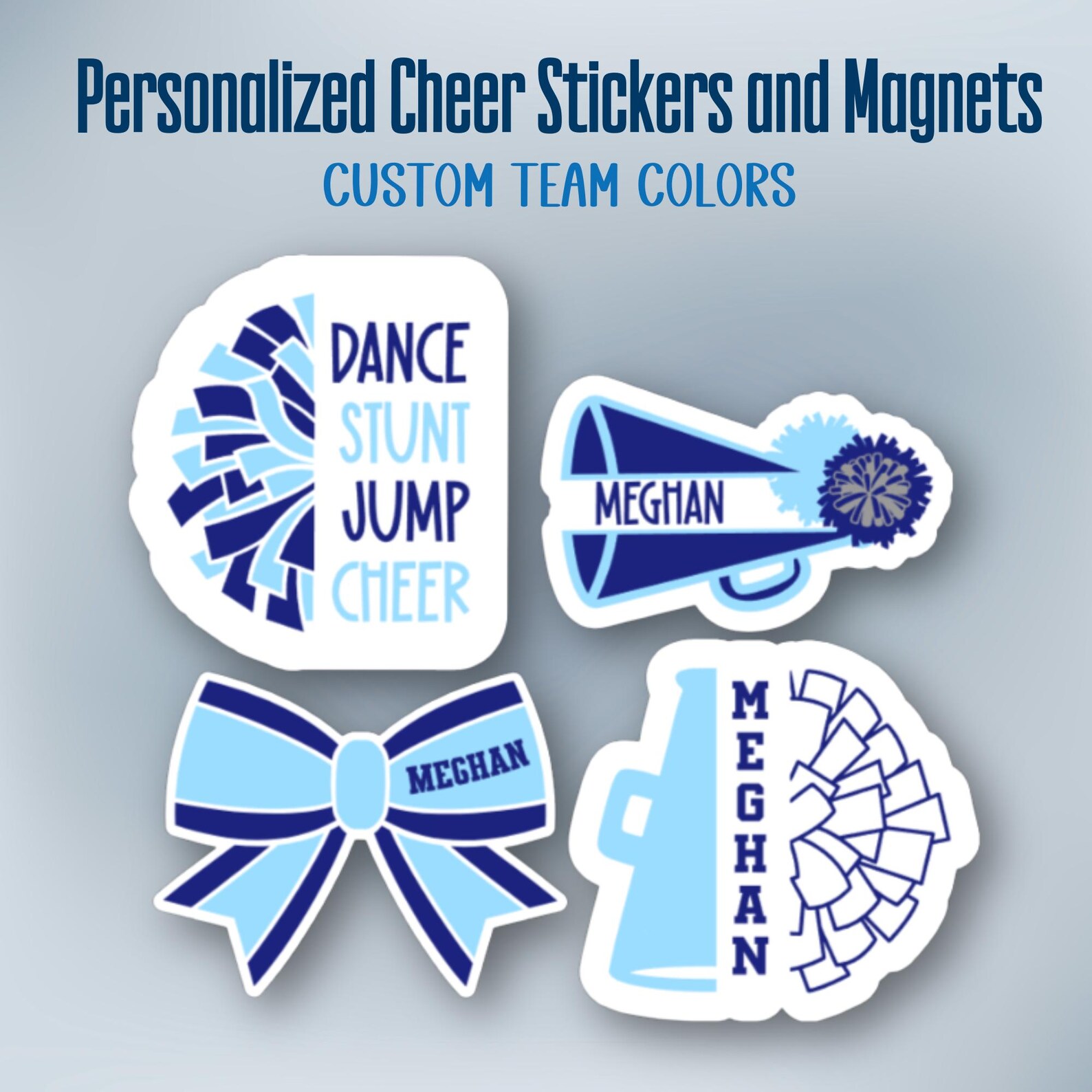 Personalized Cheer Sticker Set - Personalized Cheerleader Gift for ...