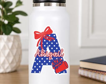 Personalized Cheer Sticker or Magnet | Customized water bottle team stickers | Team Locker room decor | Cheer team decals with Initial Name