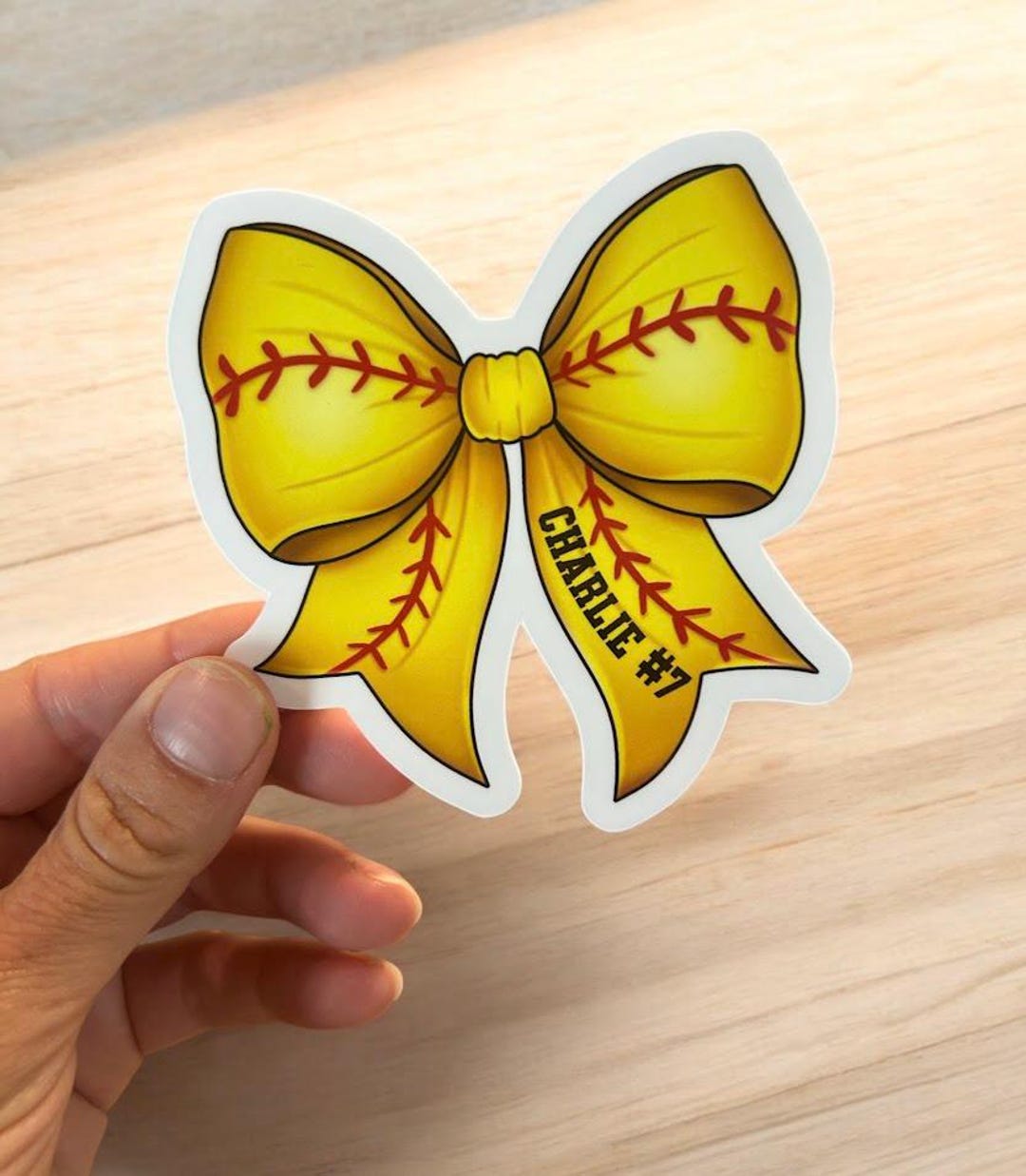 Sofball Ribbon Sticker Personalized Softball Sticker | Bow Sticker for Softball Team ...