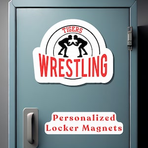 Gepersonaliseerde worstelmagneet | Aangepaste worstelaar naam locker sticker | Cadeau worstelteam | Decoratie sportgeest middelbare school