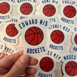 Basketball Sticker Set Personalized Team Stickers, Custom Basketball Gift, Coach & Team Name Decals, Basketball Team Gifts