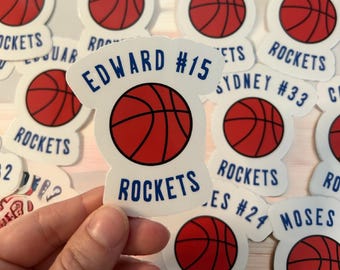 Set de pegatinas de baloncesto, pegatinas personalizadas para el equipo, regalo personalizado de baloncesto, pegatinas con el nombre del entrenador y del equipo, regalos para equipos de baloncesto