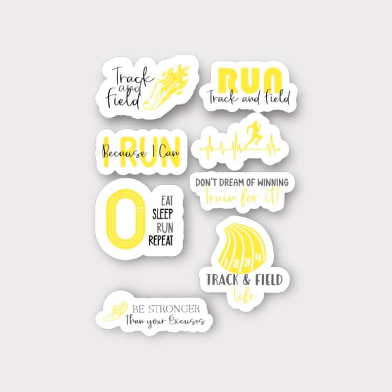 Track and Field Sticker Sets (8 Piece Set) Personalized to your school colors | Team Spirit Gifts | Senior night decor | Waterproof stickers image 8