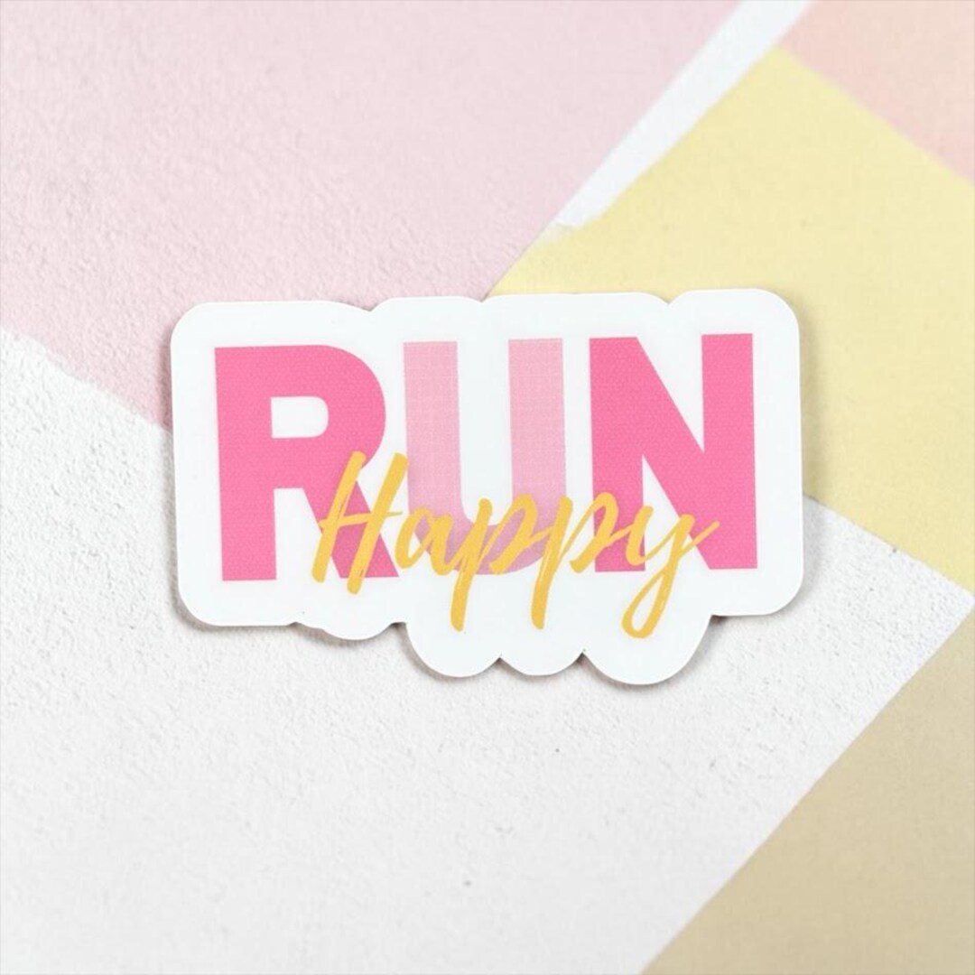 Run Sticker Design Run Happy Running Sticker | Running Sticker Set | Gift for Mom Runner ...