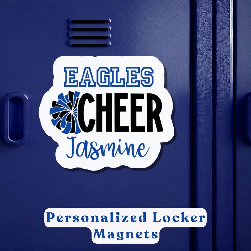 Personalized Cheer Magnet for Locker, Cheer Magnet for Tumbler, Custom Name Cheer Gift, Cheer Sticker, Cheer Team Gift