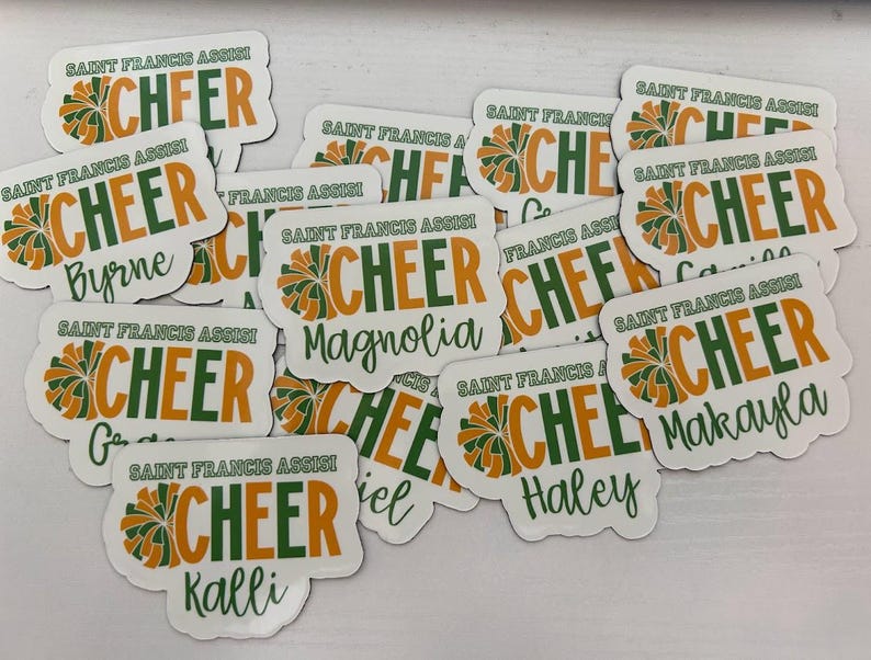 Personalized Team Cheer Stickers Set of 10 | Sports Team Name Sticker ...