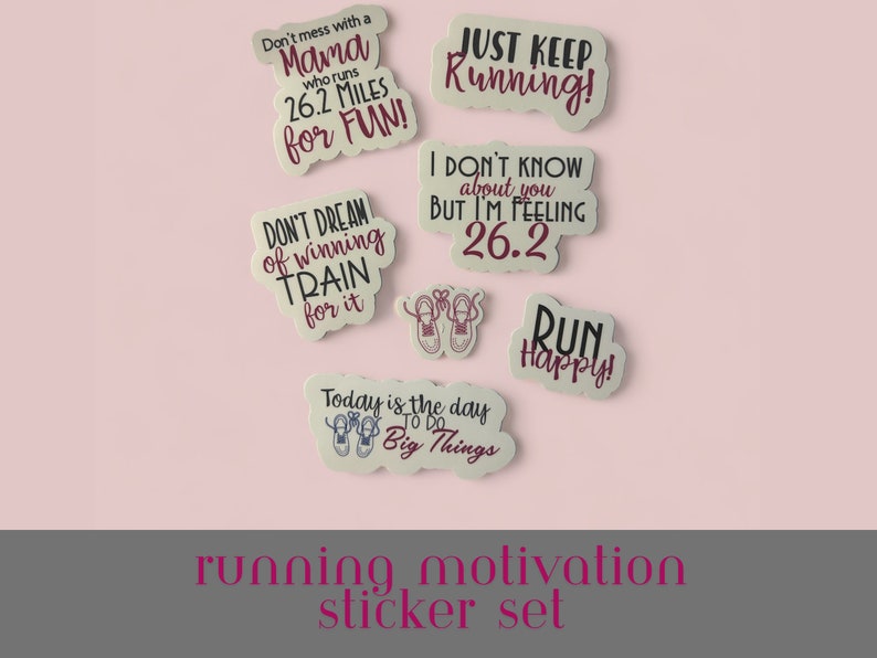 Motivations-Lauf-Aufkleber-Set mit 7 Aufklebern Laufendes Geschenk Geschenk für sie Aufkleber-Set für Läufer Mutter Läufer Weihnachtsgeschenk Bild 1