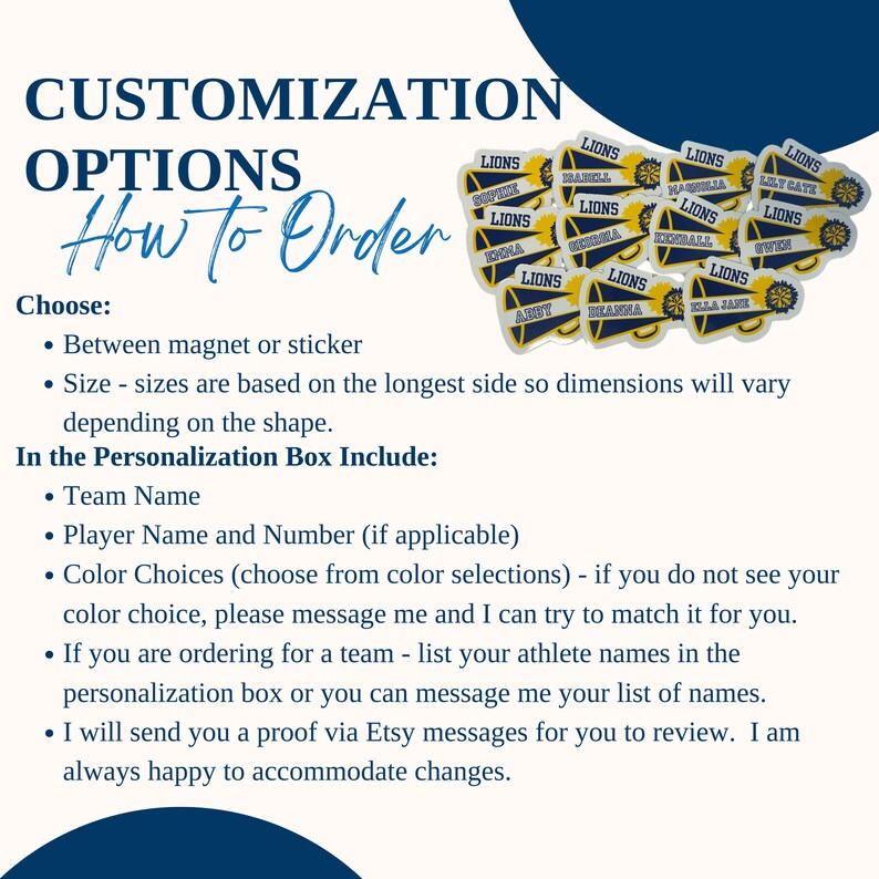 Custom Cheerleading Name Magnet or Sticker | Personalized Cheer Locker ...