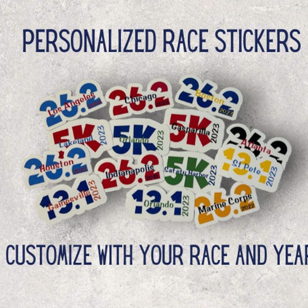 Personalized Race Stickers | Custom marathon stickers | Personalized 5k Stickers | Half Marathon stickers | 13.1 custom sticker | 26.2 logo