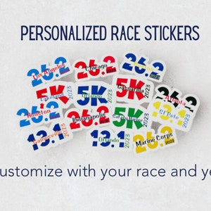 Personalized Marathon Race Stickers Custom half marathon stickers Personalized marathon gift 5k and 10K sticker Gift for runner image 1