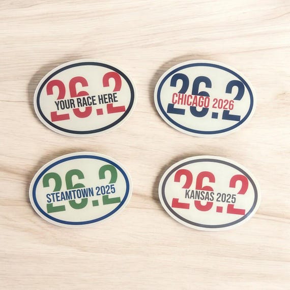 26.2 Marathon Sticker  – Custom Race Name – Oval Runner Gift – Marathon Runner Gift – Personalized Running Decal