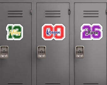 Personalized Cheer Number Magnet or Sticker | Custom Athlete Locker Decor | Team Gift | Waterproof Sports Decal | Player Name Gift
