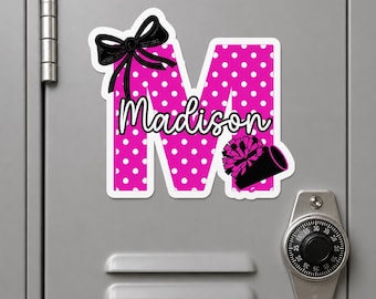Personalized Cheer Locker Magnet or Sticker | Customized locker decor with school colors | Team Locker room | Custom name stickers