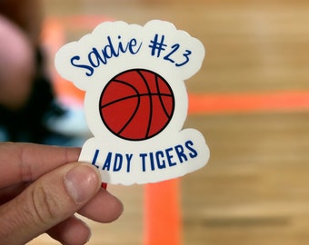 Pegatinas de baloncesto personalizadas para el equipo, juego de 10 / Pegatina con el nombre del equipo de baloncesto / Regalo de baloncesto personalizado / Regalo de baloncesto personalizado