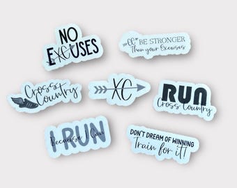 Cross Country Runner Stickers Set - Personalized XC Gift for Runners, Coaches & Team Spirit | Waterproof water bottle stickers for team gift