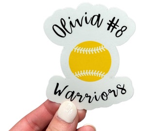 Gepersonaliseerde softbalteamstickers | Aangepast softbalteamcadeau | Cadeau voor softbalspeler | Softbalcoach | Softbal eindeseizoenscadeau