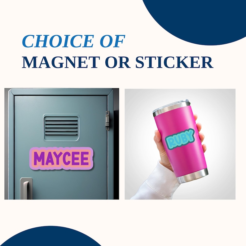 Personalized Magnet Custom Name Locker Magnet or Sticker | School Decal Fridge Magnet Laptop Sticker Teacher or Student Gift image 2