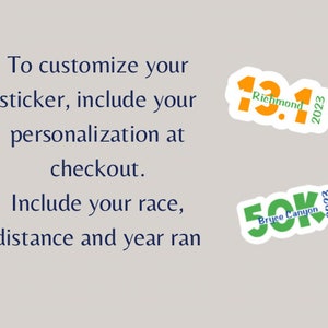 Personalized Marathon Race Stickers Custom half marathon stickers Personalized marathon gift 5k and 10K sticker Gift for runner image 6
