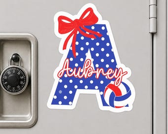 Personalized Volleyball Locker Magnet or Sticker | Customized locker decor with school colors | Team Locker room | Custom name stickers