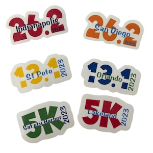 Personalized Race Stickers | Custom marathon stickers | Personalized 5k Stickers | Half Marathon stickers | 13.1 custom sticker | 26.2 logo